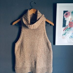 Marled Sleeveless Turtleneck Sweater